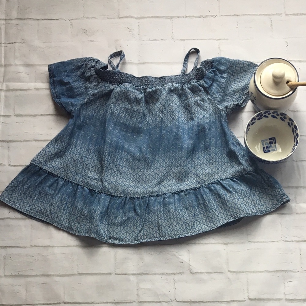 Girls Off The Shoulder Blue Top